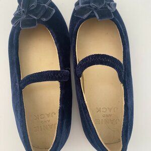 Janie and Jack Navy Velvet Shoes, Size 8